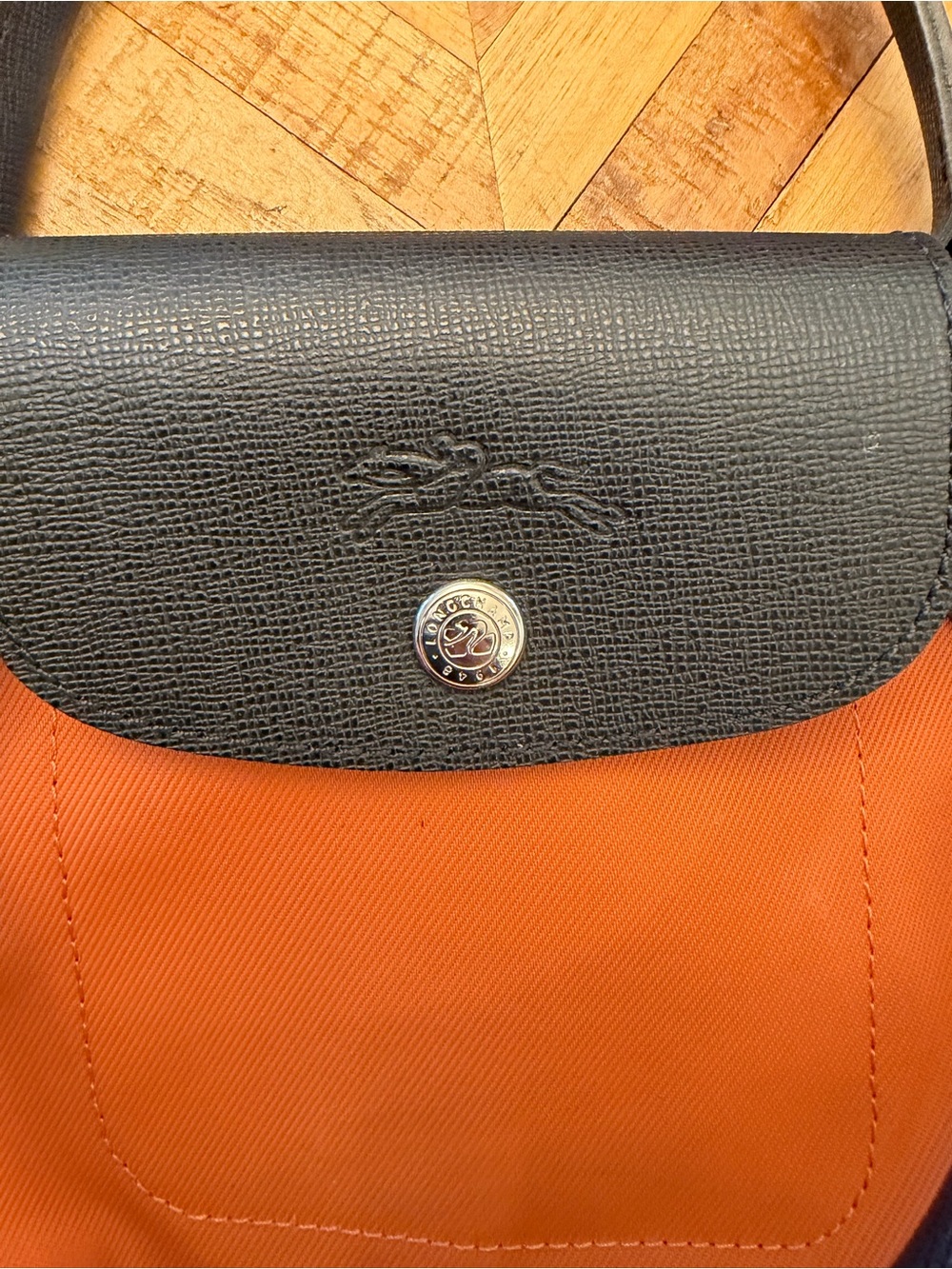 Longchamp Le Pliage Energy Orange Nylon Top-Handle Shoulder Bag Size Small - Picture 3 of 9